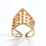 Champagne Cubic Zirconia Filigree Ring - 7 Gold Champagne Cubic Zirconia