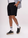 Black Cotton Drawstring Shorts - S Black