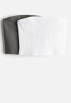 2-PACK Short Tube Tops - Dark Dusty Green White