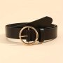 Golden Round Pin Buckle Belt Casual Vintage Black Pu Leather Belts Trend Pants Jeans Belt For Men Women