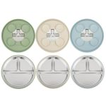 Pandaear 3 Pack Stainless Steel Baby Suction Plates Divided Toddler Plate For Baby LED Weaning Supplies Non-slip Toddler Baby Fe