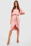 Kimono Tie Belt Midi Dress - Blush