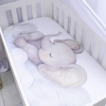 Cot Fitted Sheet Ellie Elephant Sleeping On Cloud