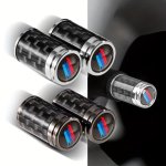 4 Pcs Carbon Fiber & Metal Tire Valve Stem Caps Tri-color Universal Dustproof Leakproof Air Valve Caps For Cars Motorcycles Bicy