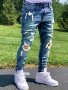 Men's Solid Slim Fit Ripped Denim Pants For Daily Life Fashion Casual Jeans