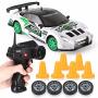 Rc Drift Car 1/24 2.4GHZ 4WD Remote Control Sport Racing On-road Vehicle With LED Light Batteries And Drift Tires White Gtr