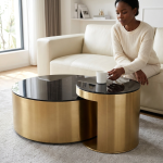 Modern Round Gold-tone Coffee Table