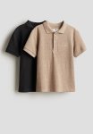 2-PACK Polo Shirts - Beige Marl & Black