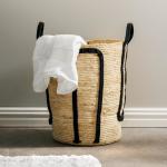 Natural Corn Rope Handle Basket Black - Large 45X40CM