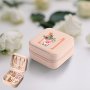 Funny Flower Pink Letters Fashion Portable Travel Jewelry Box Travel Jewelry Organizer Faux Leather Jewelry Case Ring Earrings Necklace Storage Box Gifts For Women