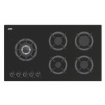 JVC 5-BURNER 87CM Tempered Glass Gas Hob With Wok Burner And Ffd