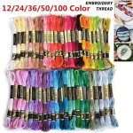Premium Cotton Embroidery Floss - Mixed Multi-color Threads For Cross Stitch Sewing Crafts - Needle Art Accessories - 12 24 36 5