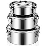 Skybooly 3 Pcs Stainless Steel Bento Box With Lockable Clips To Leak Proof Food Storage Containers Metal Lunch Container Reusabl