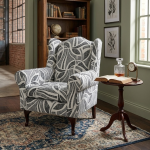 Serene Serena Grey Fabric Wingback Chair - Floral