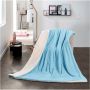 Nu Dekor - Reversible Sherpa Fleece Throw Flannel Blanket - Light Blue - 180X200CM