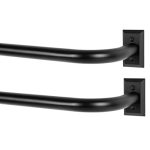 Tangwin Black Wrap Around Curtain Rods 2 Pack:blackout Heavy Duty Adjustable Window Curtain Rod For Bedroom Kitchen Modern Decor