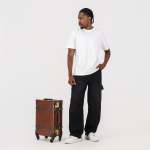 Leather Embroidered Suitcase - Brown - One Size