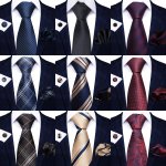 4PCS SET Men's Tie Handkerchief And Cufflinks Men's Fashion Tie Pocket Square Handkerchief And Exquisite Cufflinks Set For Weddi