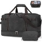 Zomfelt Travel Duffle Bag For Men 45L Waterproof Canvas Overnight Duffel Bag With Removable Dividers & Shoe Compartment Carry On