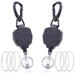2 Pack Retractable Keychain Heavy Duty Badge Holders With 6PCS Wirerope Key Ring Belt Clip 31.5" Steel Retractable Cord Id Badge