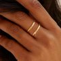 2-PACK Unisex Minimalist Stackable 18K Gold Plated Stainless Steel Rings Simple Luxury Style For Daily Wear April Birthstone Non-mosaic Ideal For Thanksgiving Holiday