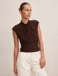 Trinity Twist High Neck Top - 16 Bitter Chocolate