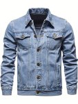 Men's Casual Denim Jacket Street Style Button Up Jacket
