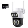 Dual Lens Dual View Ir Vision In/ Outdoor Wireless Security Camera & 8GB Sd
