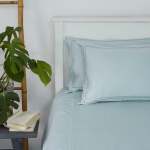400 Thread Count Sateen Egyptian Cotton Two Line Satin Stitch DUVET COVER SET - Duck Egg - King 230 X 220CM