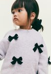 Bow-detail Sweatshirt - Light Grey Marl bows