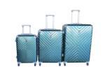 Smte Blue Star 3-PIECE Abs Hard Shell Luggage Set Metallic Teal Spinner Wheels With Keychain