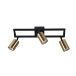Darcey Aluminium Triple Spotlight Brass Black - Black