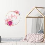 Floral Wreath Personalised Wall Sticker - Rose Gold