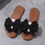 Women's Bowknot Slide Sandals Fashion Open Toe Flat Slides Casual Beach Summer Footwear Trendy Holiday Resort Wear