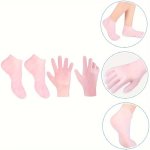 Silicone Moisturizing Socks & Gloves Set - 2 Pairs Reusable For Softening Dry Cracked Skin On Hands & Feet Non-slip Design One S