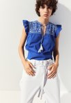 Embroidered Cotton Blouse - Blue & White