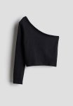Jersey One-shoulder Top - Black