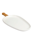 Oval Ceramic Serving Platter With Bamboo Handle 43.5CM - None None