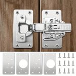 Cabinet Hinge Repair Plate Kit: 2 4 8 10 Piece Sets - Modern Polished Metal Kitchen Cupboard Door Hinge Mounting Plates With Pre