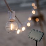 5M Solar 16 LED Bulbs String Lights Classic White Cable