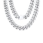 Findchic Chunky Silver Choker For Women Men Heavyweight Cuban Link Chain Stainless Steel Bold Curb Chain Hip Hop Punk Statement