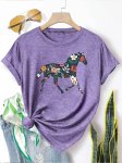 Horse Print T-Shirt Purple Medium HTS12