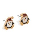 Goldair Gold Festive Penguin Stud Earrings