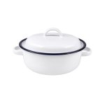 Enamel Veg Dish 20CM Handle + Lid
