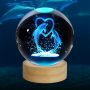 Zxblaq 3D Dolphin Crystal Ball Night Light Upgraded 3.15 Inch Glass Ball Lamp With 16 Color LED Wooden Base Dolphin Decor Birthday Holiday Christmas