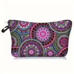 Colorful Mandala Art Pattern Cosmetic Bag Makeup Bag Zipper Pouch Lightweight Makeup Organizer For Travel Pencil Pouch Toiletry