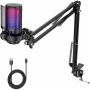 Gaming Microphone Rgb USB Streaming MIC With Pop Filter For PC PS4 PS5