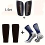 3PCS 1 Pair Football Mid Calf Socks + Knee Pads + Leg Pads Professional Training Non-slip Dot Glue Football Socks For Men And Women