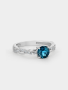White Gold Diamond & London Blue Topaz Round Ring