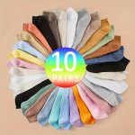 10/20/30 Pairs Candy-colored Mid Tube Socks Japanese Style All-match Solid Crew Socks Women's Stockings & Hosiery